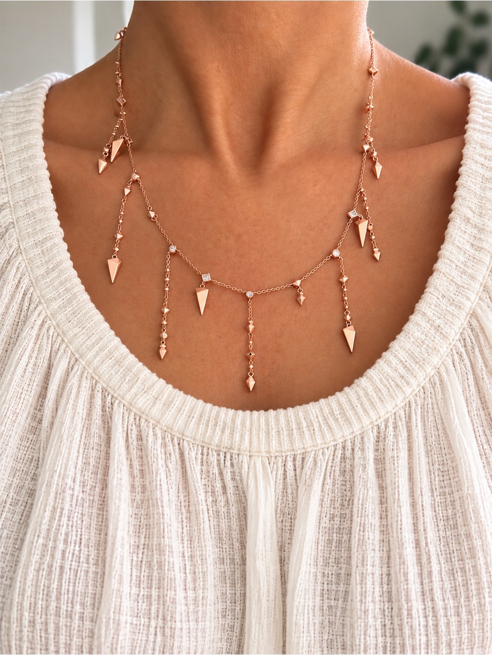 Kendra Scott Delicate Rose Gold Spike Drop Necklace